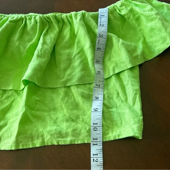 A New Day | Linen Blend Lime Green Off-Shoulder Crop Top - Picture 10 of 10